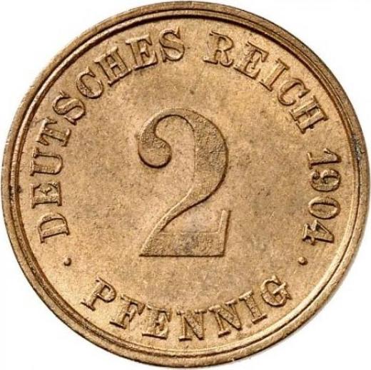 Аверс монеты - 2 пфеннига 1904 года G "Тип 1904-1916" - цена  монеты - Германия, Германская Империя