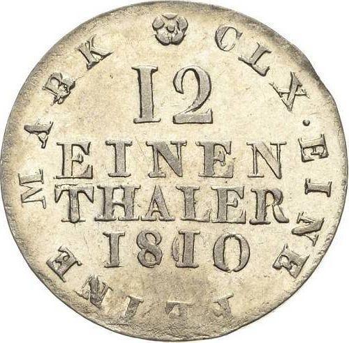 Reverso 1/12 tálero 1810 S.G.H. - valor de la moneda de plata - Sajonia, Federico Augusto I