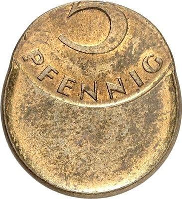 Аверс монеты - 5 пфеннигов 1950-2001 года Смещение штемпеля - цена  монеты - Германия, ФРГ