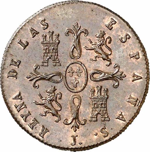 Реверс монеты - 2 мараведи 1840 года J - цена  монеты - Испания, Изабелла II