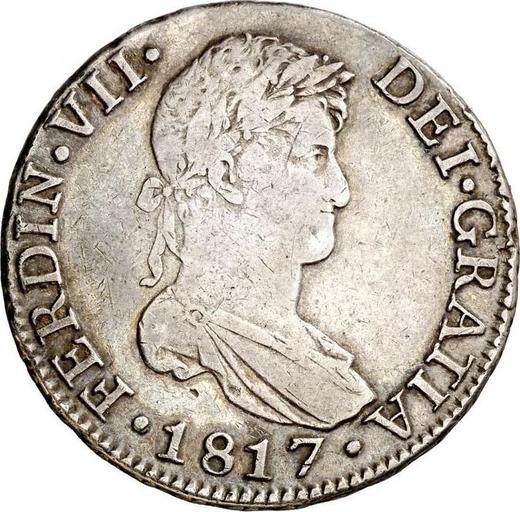 Аверс монеты - 8 реалов 1817 года S CJ - цена серебряной монеты - Испания, Фердинанд VII