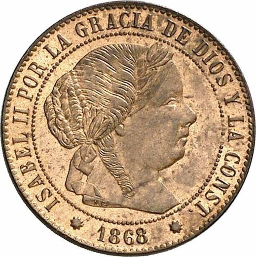 Obverse 1/2 Céntimo de escudo 1868 OM 8-pointed star -  Coin Value - Spain, Isabella II