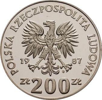 Obverse Pattern 200 Zlotych 1987 MW ET "European Football Championship 1988" Copper-Nickel -  Coin Value - Poland, Peoples Republic