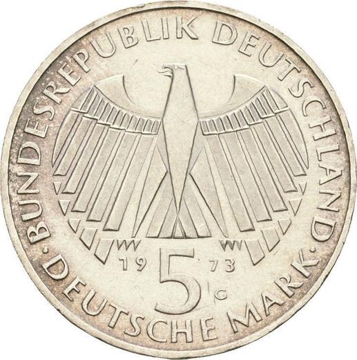 Reverse 5 Mark 1973 G "Frankfurt Parliament" - Silver Coin Value - Germany, FRG