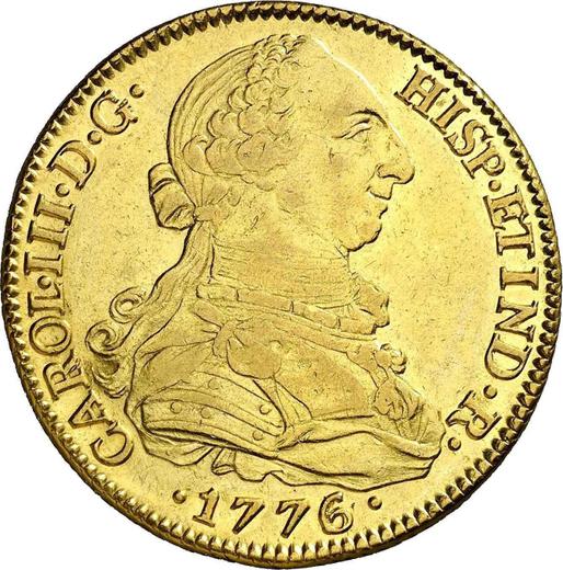 Obverse 8 Escudos 1776 S CF - Gold Coin Value - Spain, Charles III