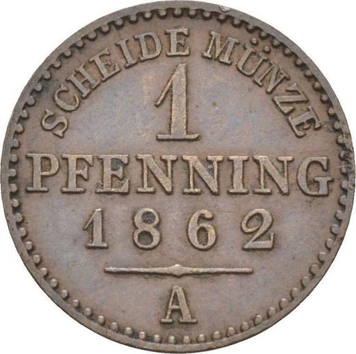 Реверс монеты - 1 пфенниг 1862 года A - цена  монеты - Пруссия, Вильгельм I