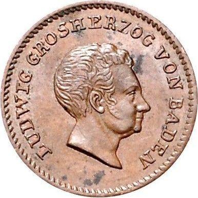 Аверс монеты - 1/2 крейцера 1828 года - цена  монеты - Баден, Людвиг I