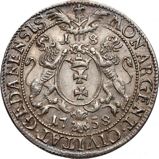 Rewers monety - Ort (18 groszy) 1758 "Gdański" - cena srebrnej monety - Polska, August III
