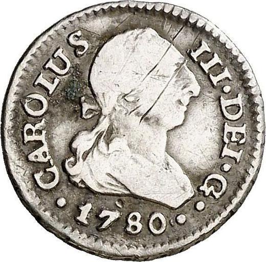 Аверс монеты - 1/2 реала 1780 года S CF - цена серебряной монеты - Испания, Карл III
