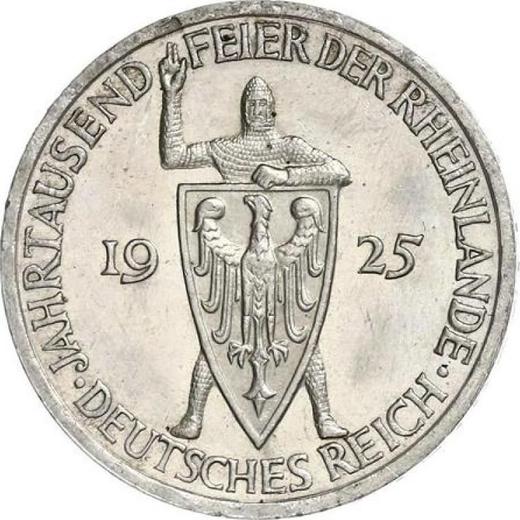 Anverso 3 Reichsmarks 1925 E "Renania" - valor de la moneda de plata - Alemania, República de Weimar