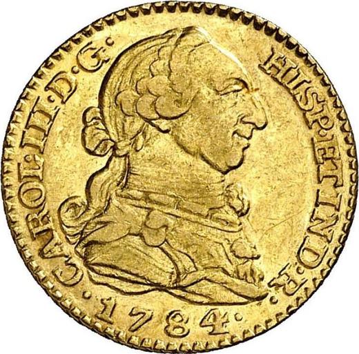 Аверс монеты - 1 эскудо 1784 года M JD - цена золотой монеты - Испания, Карл III