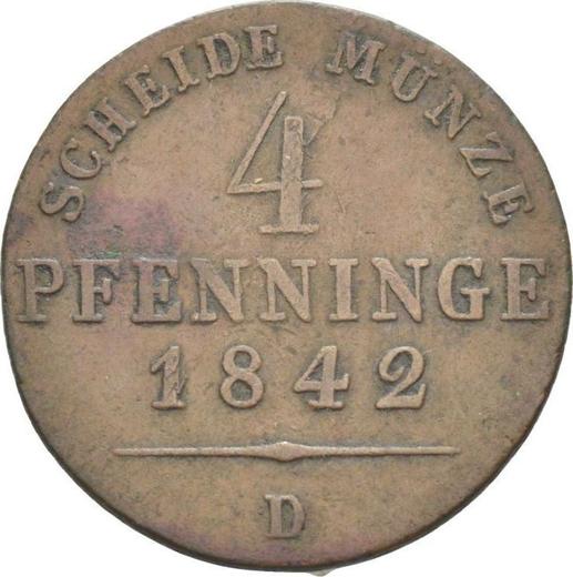 Реверс монеты - 4 пфеннига 1842 года D - цена  монеты - Пруссия, Фридрих Вильгельм IV