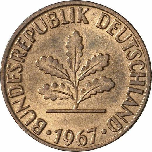 Rewers monety - 2 fenigi 1967 F "Typ 1950-1969" - cena  monety - Niemcy, RFN