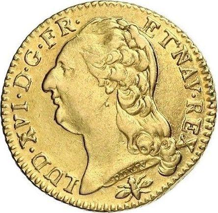 Аверс монеты - Луидор 1789 года D Лион - цена золотой монеты - Франция, Людовик XVI