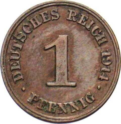 Аверс монеты - 1 пфенниг 1914 года J "Тип 1890-1916" - цена  монеты - Германия, Германская Империя